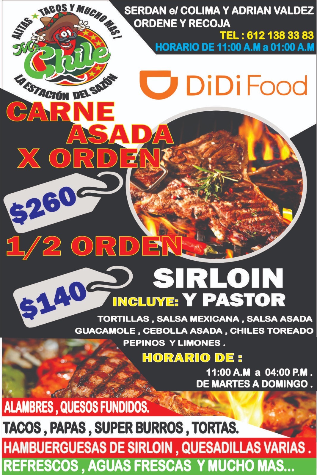 Carne asada por orden