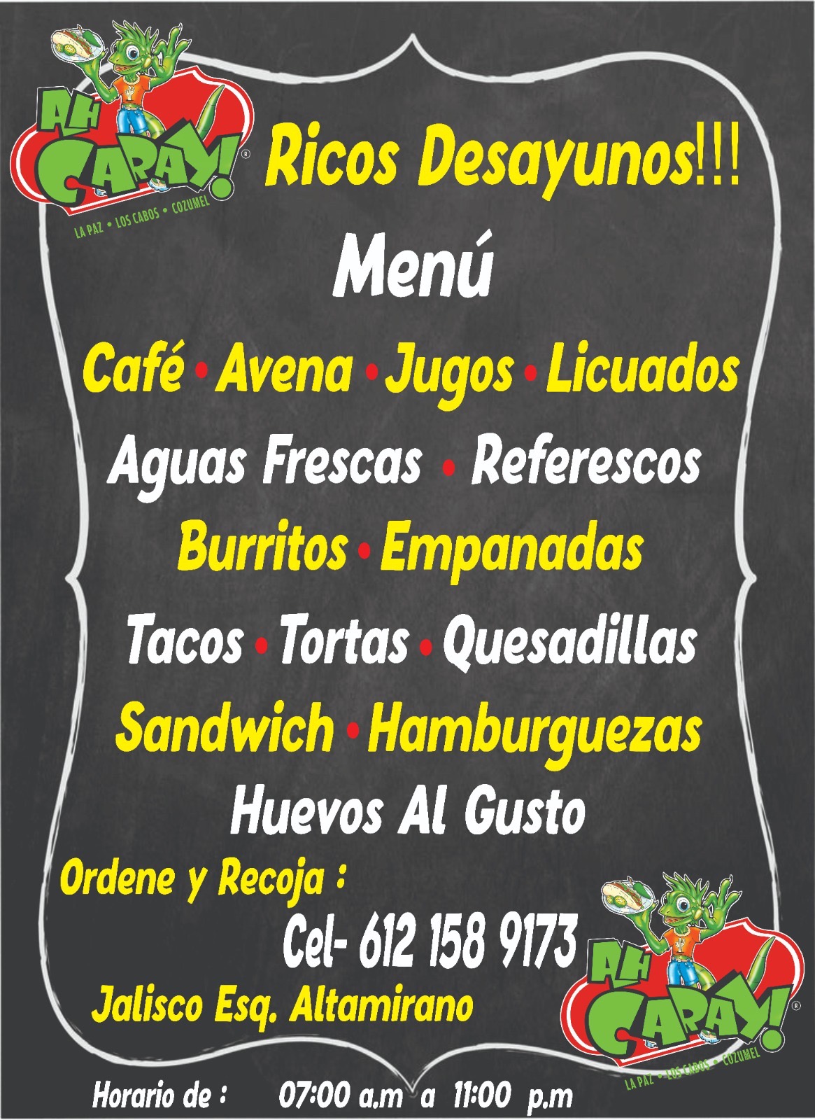 Menú de desayunos